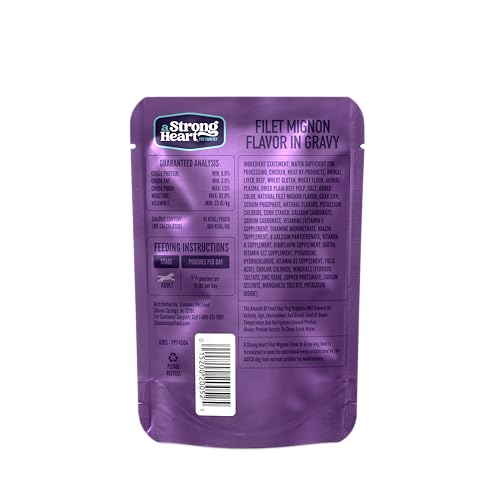 Strongheart porciones 3-5oz en salsa, sabor y humedad.