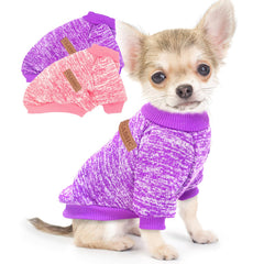 Suéter para perro pequeño rosa, vista frontal, ideal para paseos invernales