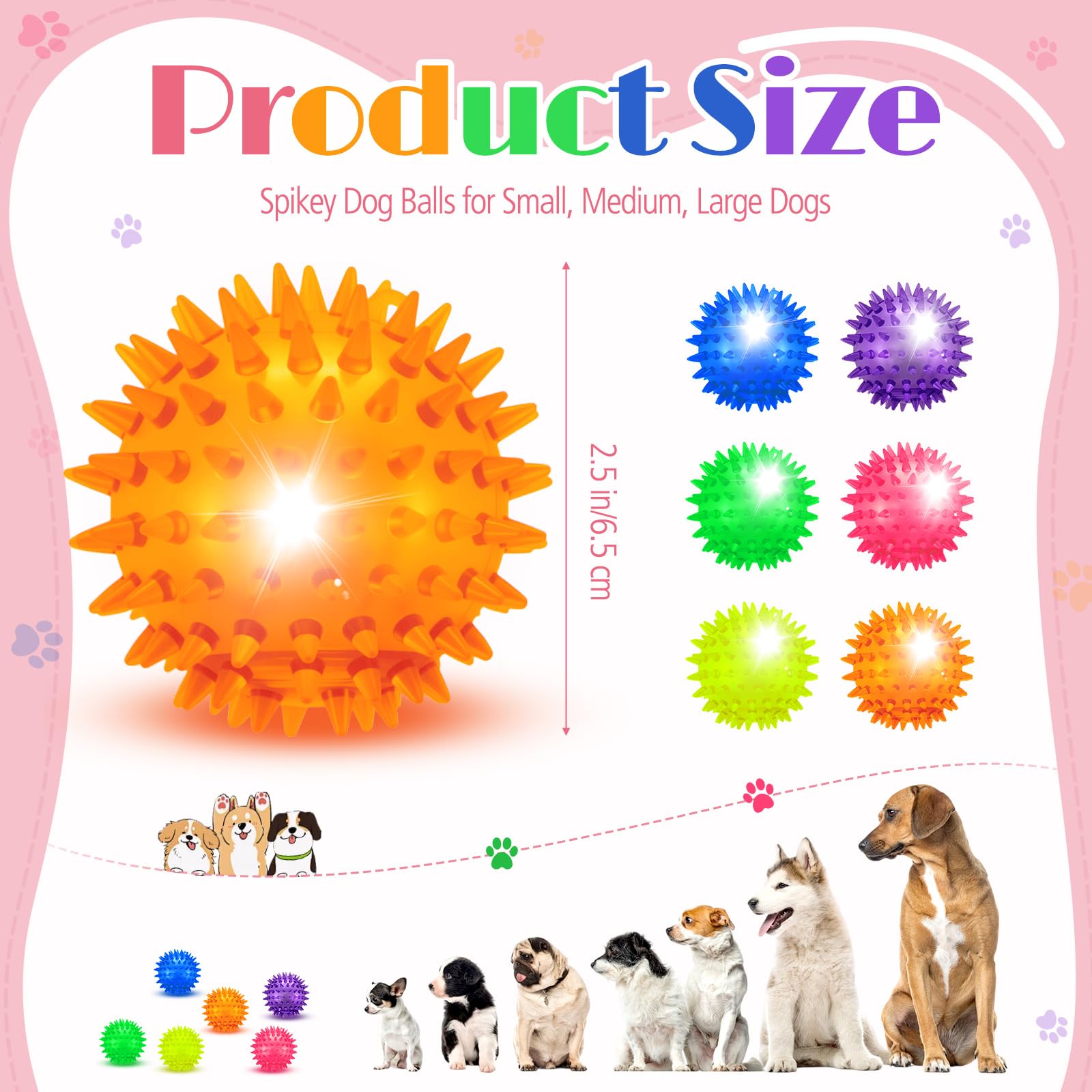 Bola LED Suilung colorida para perros, fácil de ver al aire libre.