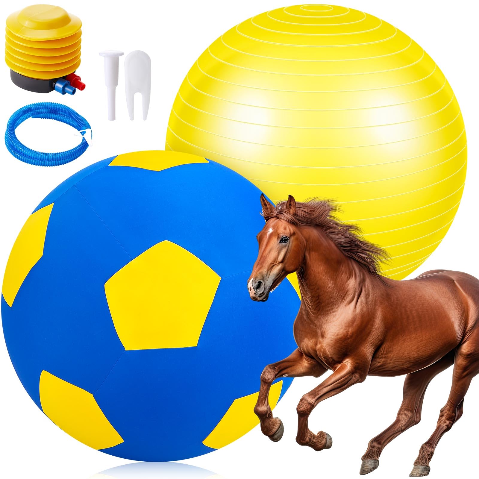 La pelota de pastoreo gigante Suilung de 30 pulgadas lista para juego en establo.