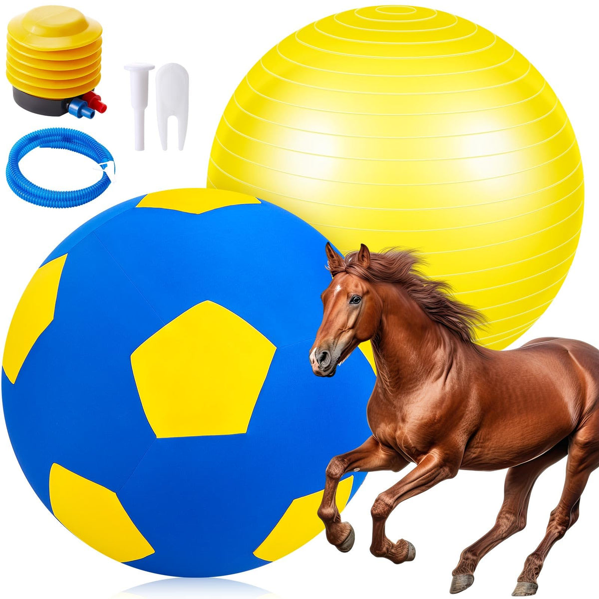 La pelota de pastoreo gigante Suilung de 30 pulgadas lista para juego en establo.