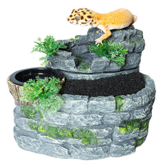 SUKEOPET fuente cascada para terrario con depósito 500ml facilita la hidratación