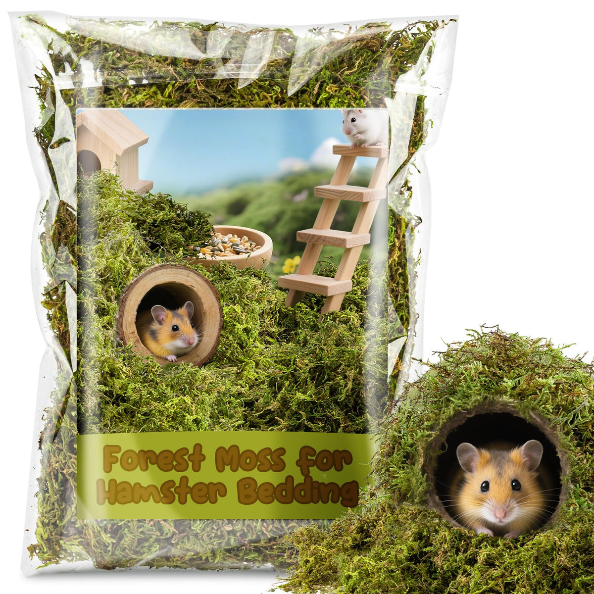 Sukh Hamster Moss nido natural: refugio suave para roedores.