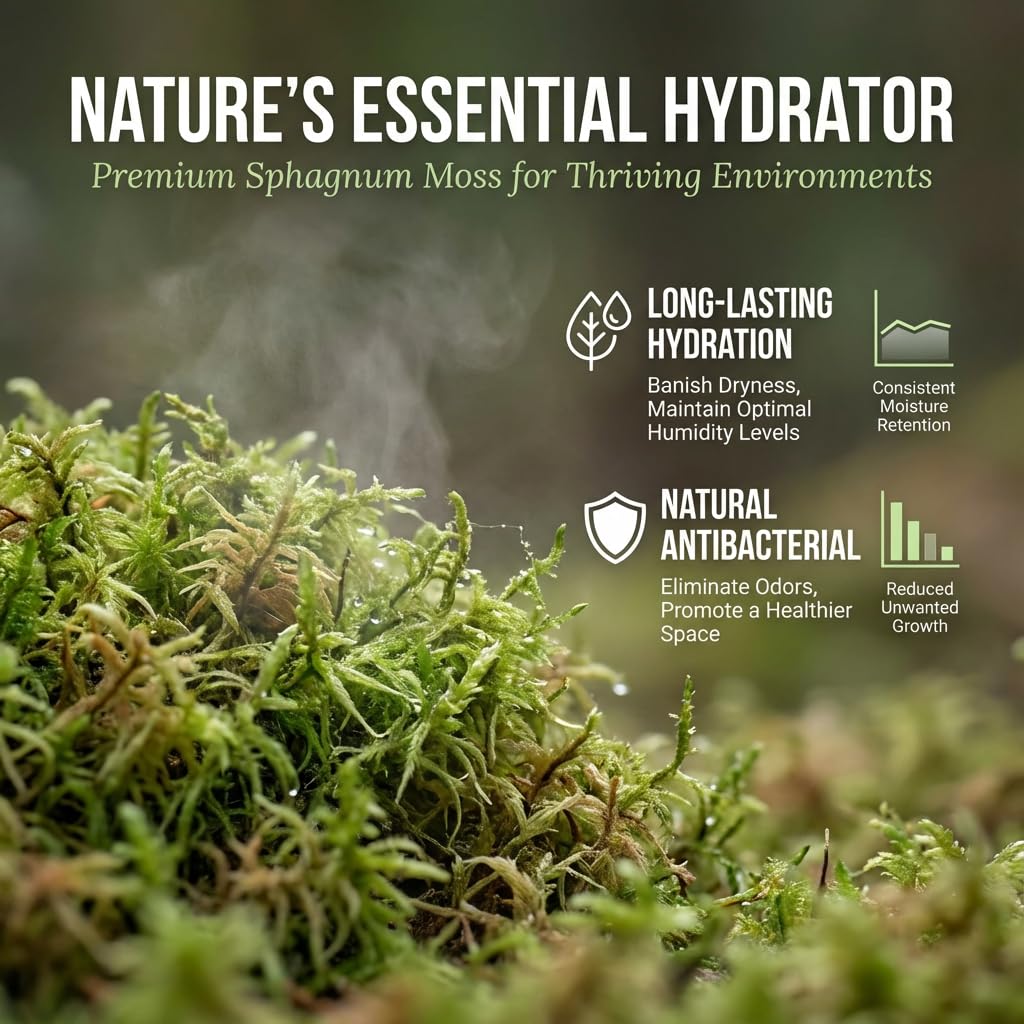Sukh musgo esfagno añade un ambiente natural y cómodo al terrario.