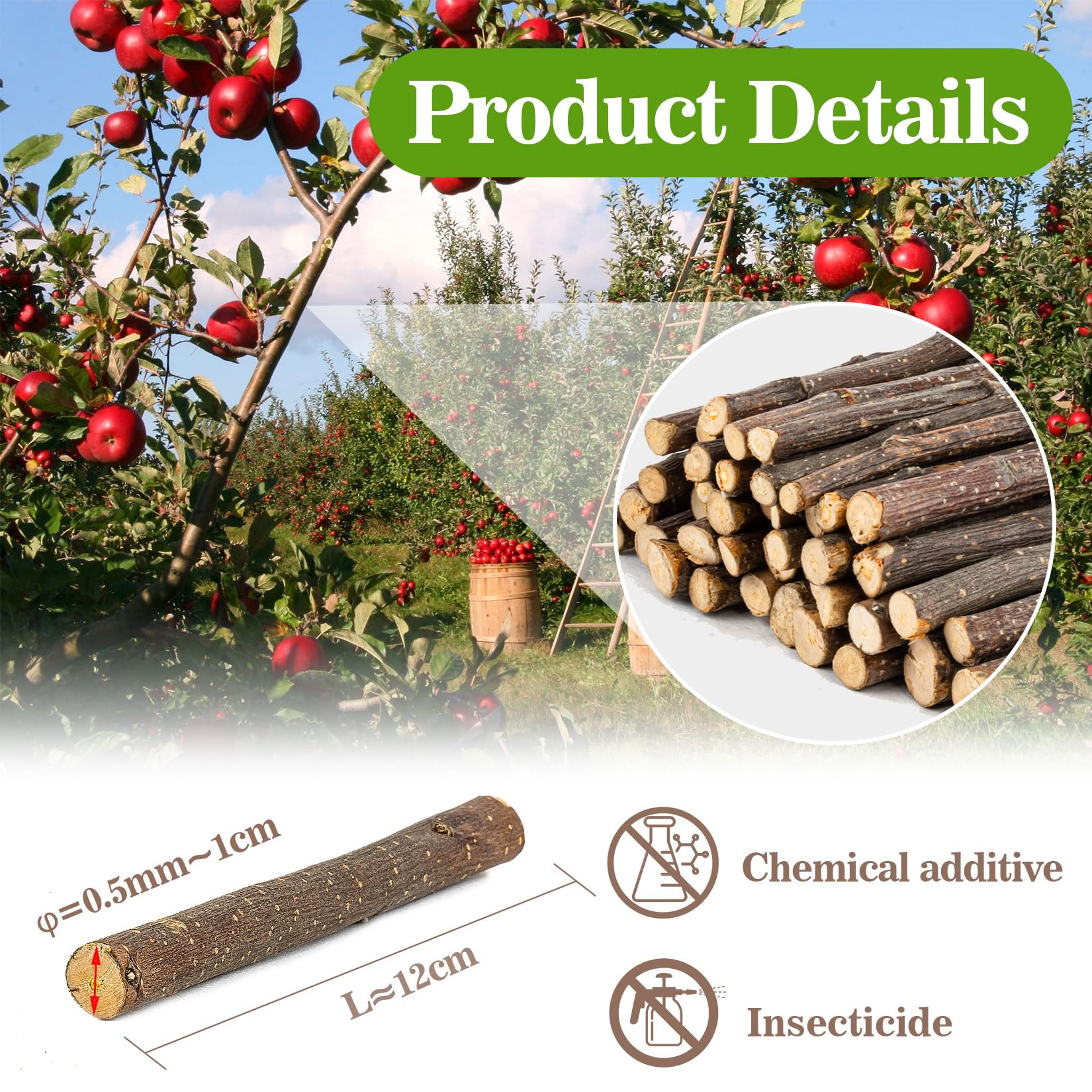 Sukh palitos manzana orgánicos 250 g, enfoque en dientes, uso para roedores.
