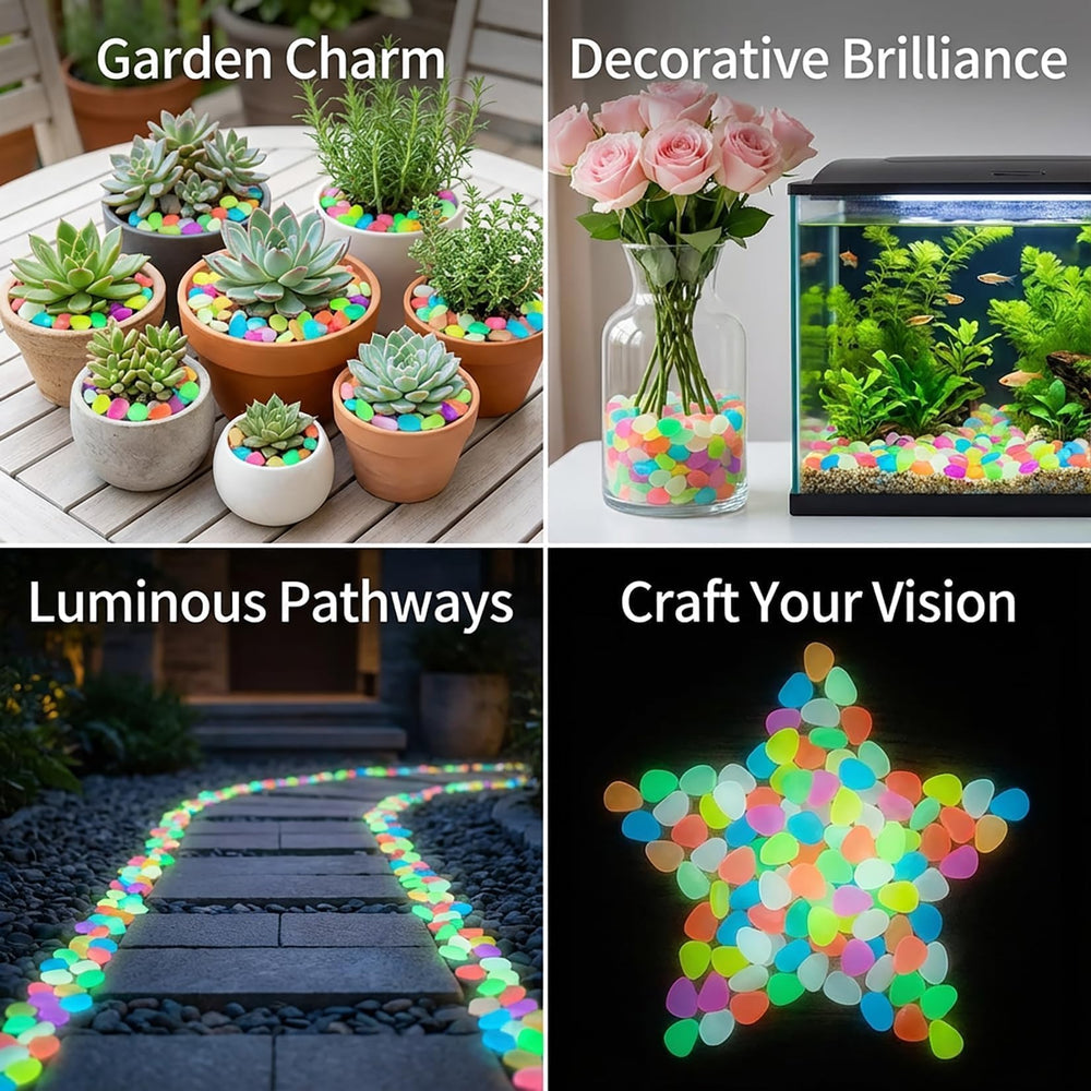 Piedras multicolor Sukh para jardines con efecto luminoso.