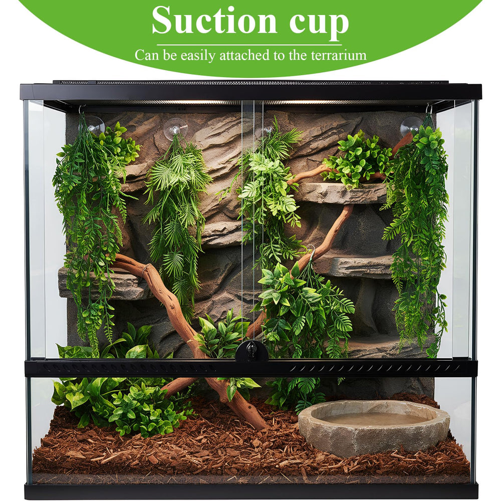 Suncalla follaje artificial para terrario, decoración duradera para reptiles.