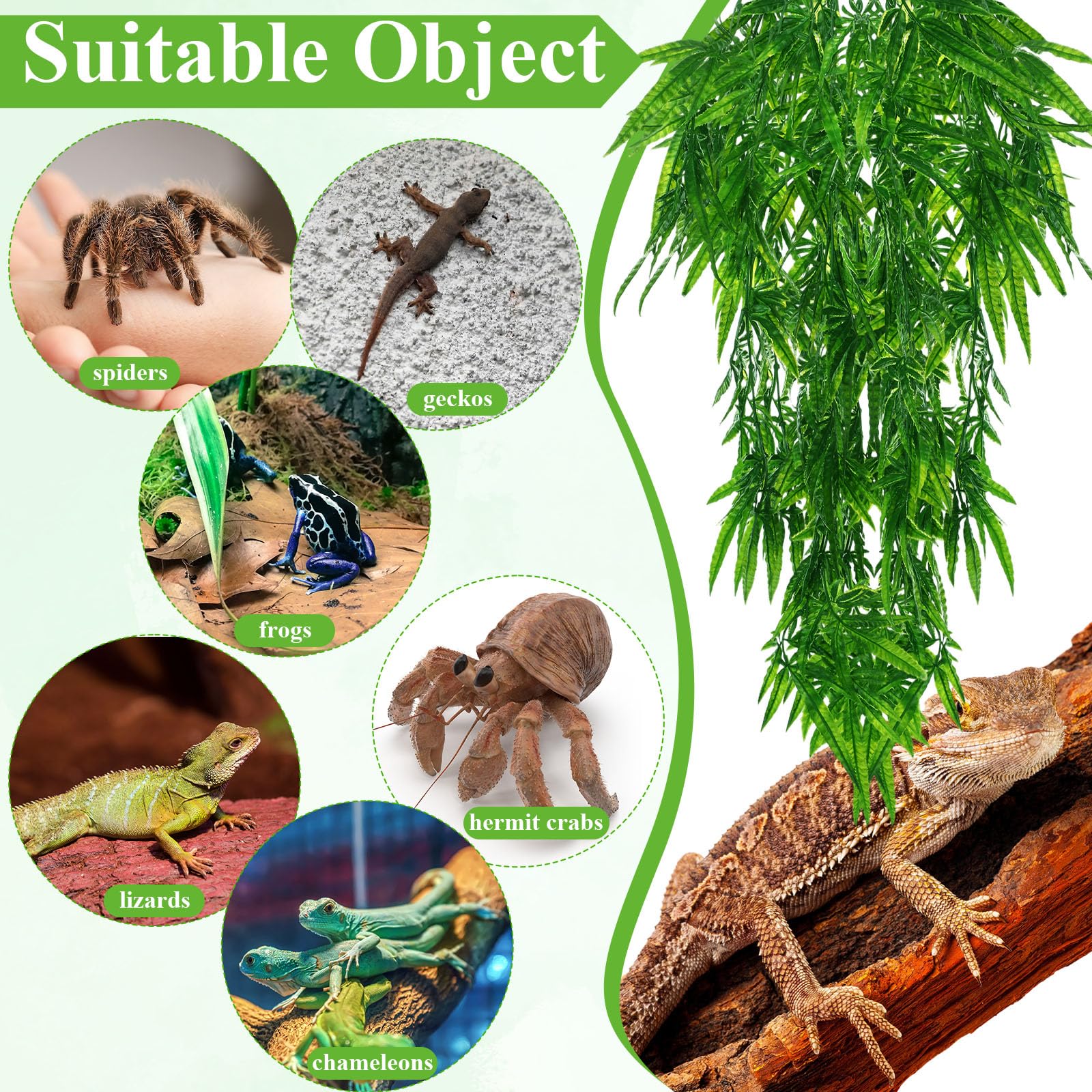 Suncalla viñas artificiales para reptiles, colgantes duraderos en terrario.