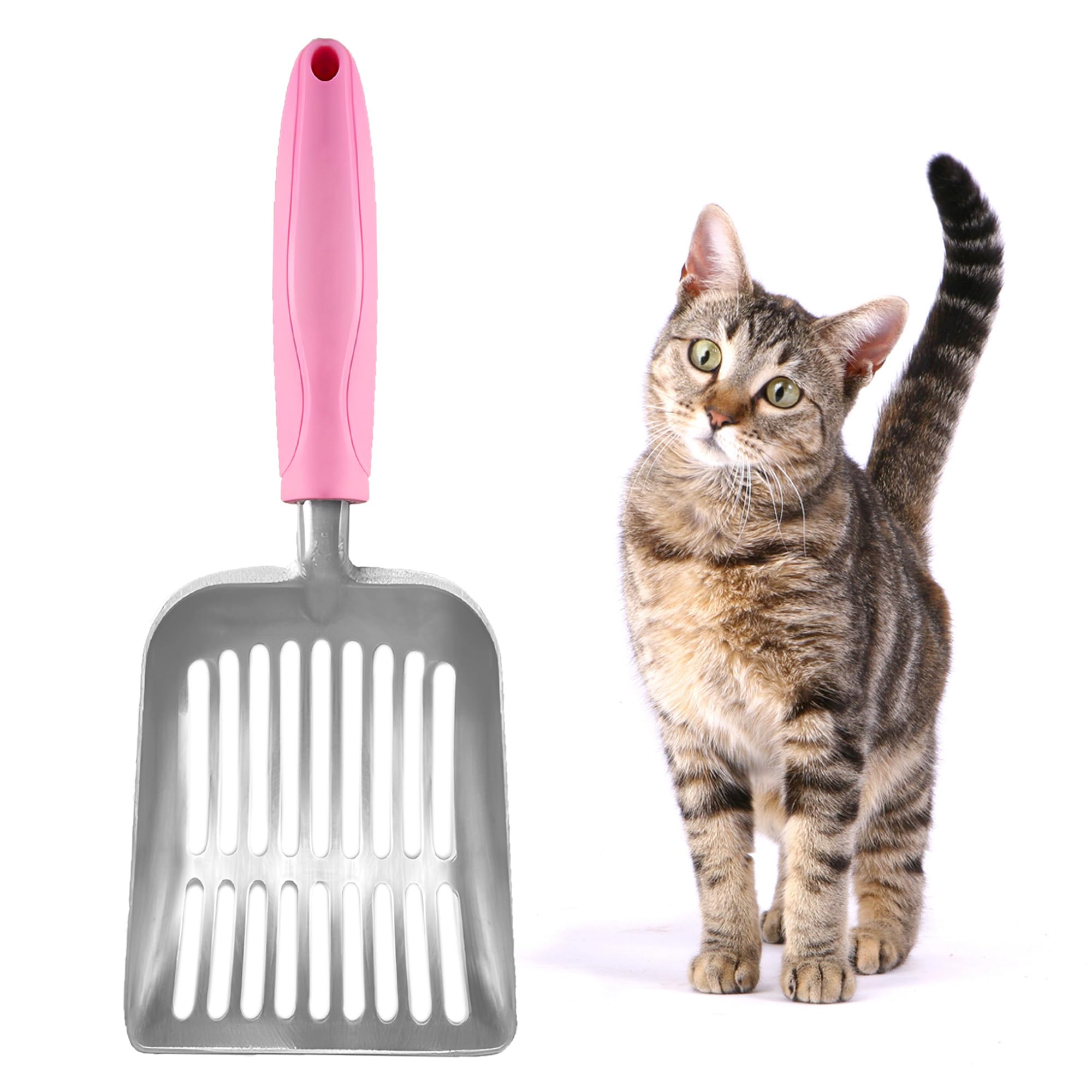 SunGrow cuchara de arena para gatos ergonómica facilita recoger grandes grumos con menos esfuerzo