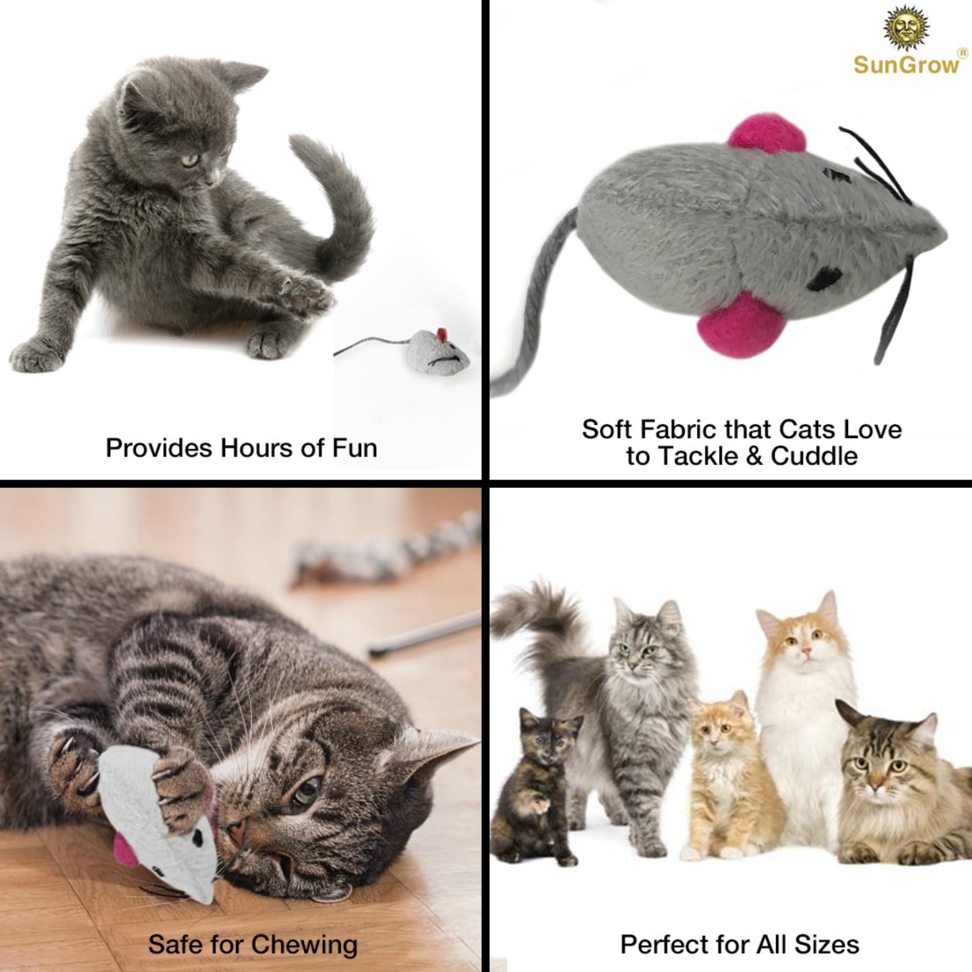SunGrow juguete ratón de peluche fomenta la caza y coordinación