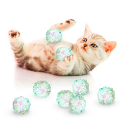 SunGrow Mylar Cat Crinkle Ball con brillo metálico, perfecto para juego y movimiento ligero.