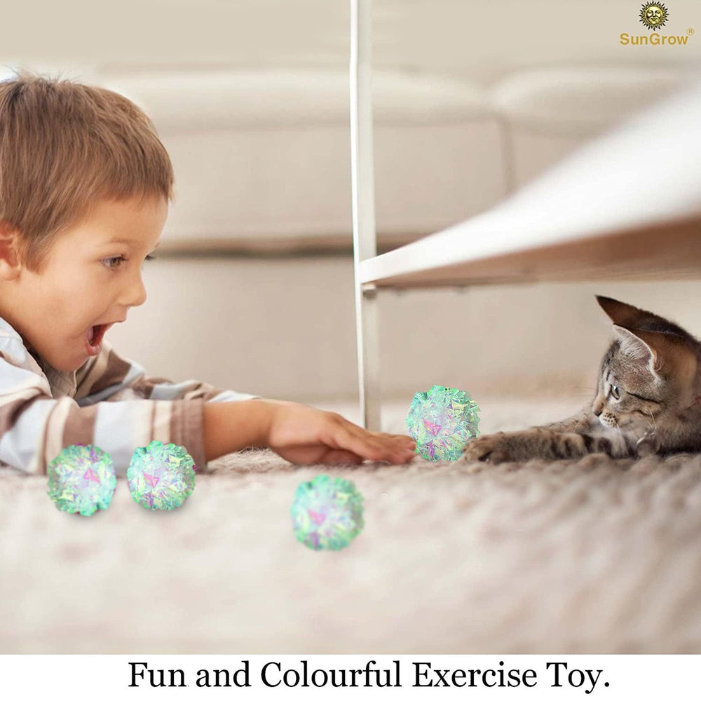 SunGrow Mylar Cat Crinkle Ball tamaño pequeño, apta para gatos de todas las edades.