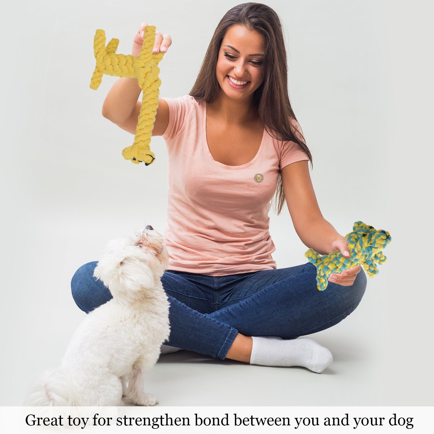 Pareja de juguetes SunGrow para perros pequeños, fomenta juego seguro