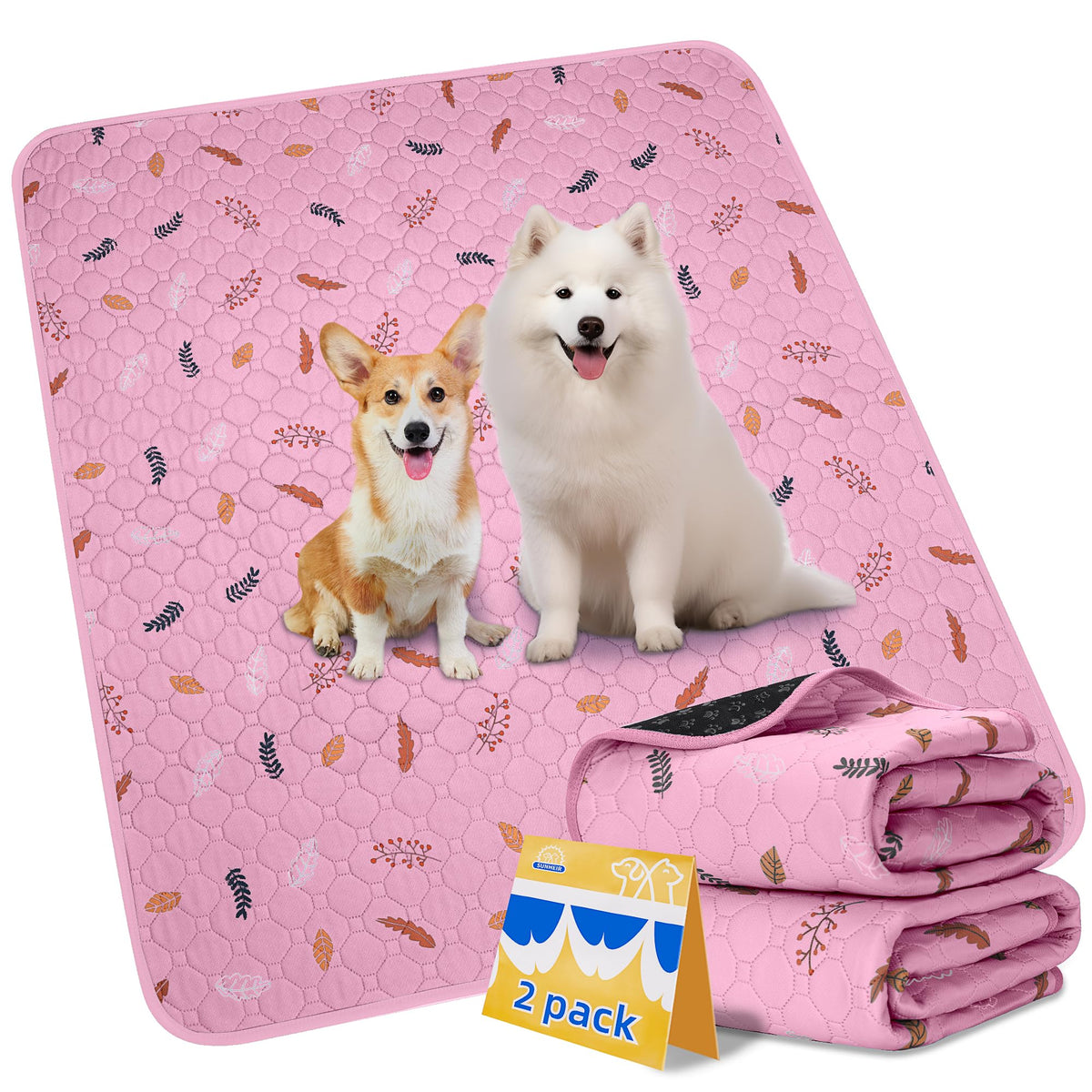 Sunheir almohadillas para orinar lavables 2-pack, uso de entrenamiento y protección de suelo.