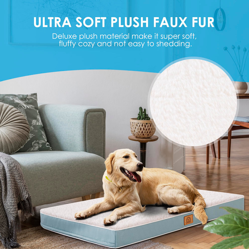 Sunheir cama para perro grande con base antideslizante azul, estabilidad en suelos lisos