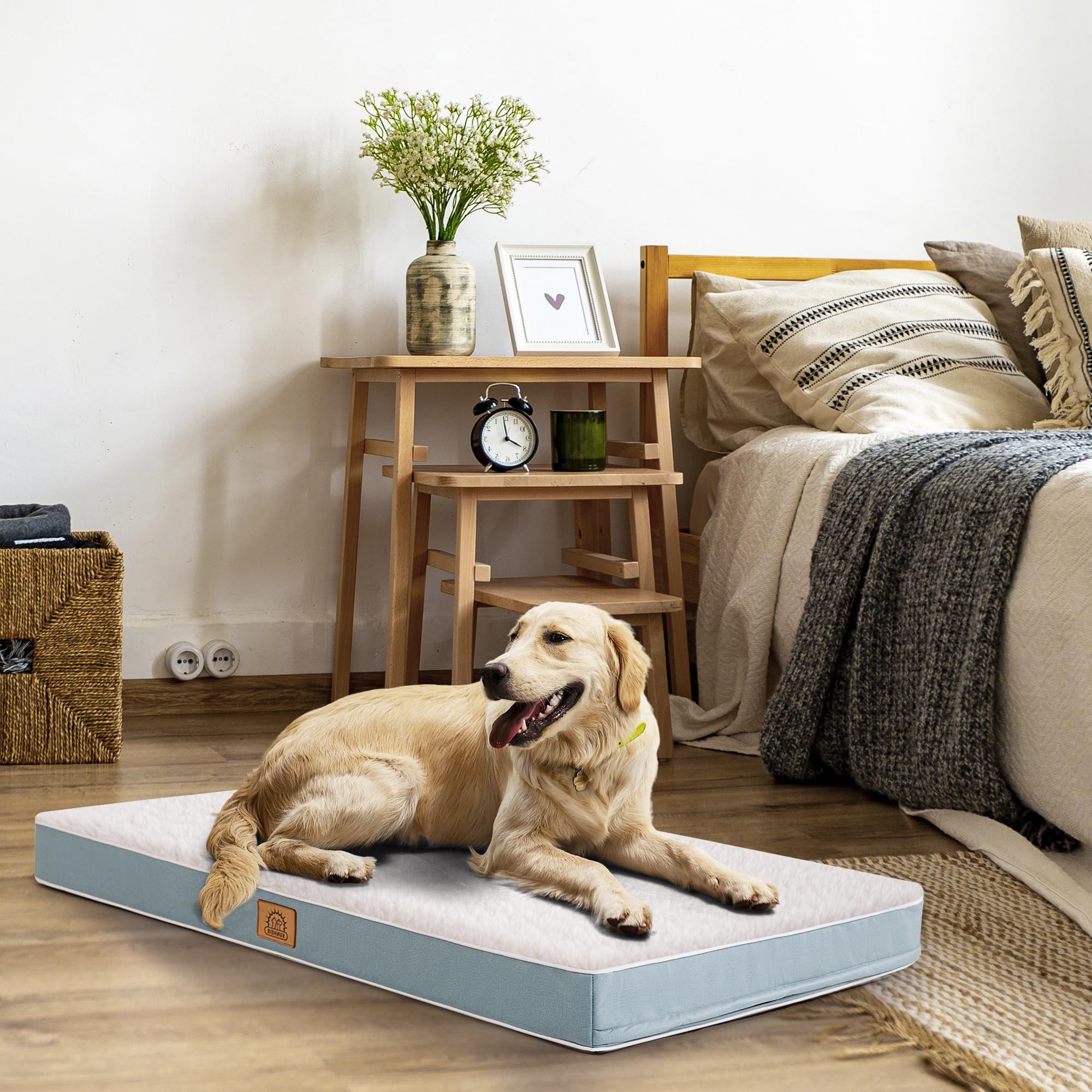 Sunheir cama para perro grande en sala de estar, opción ideal para descanso familiar