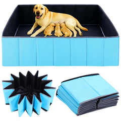 Caja Sunnymove para parto canino, vista frontal abierta, muestra amplio espacio para cachorros.