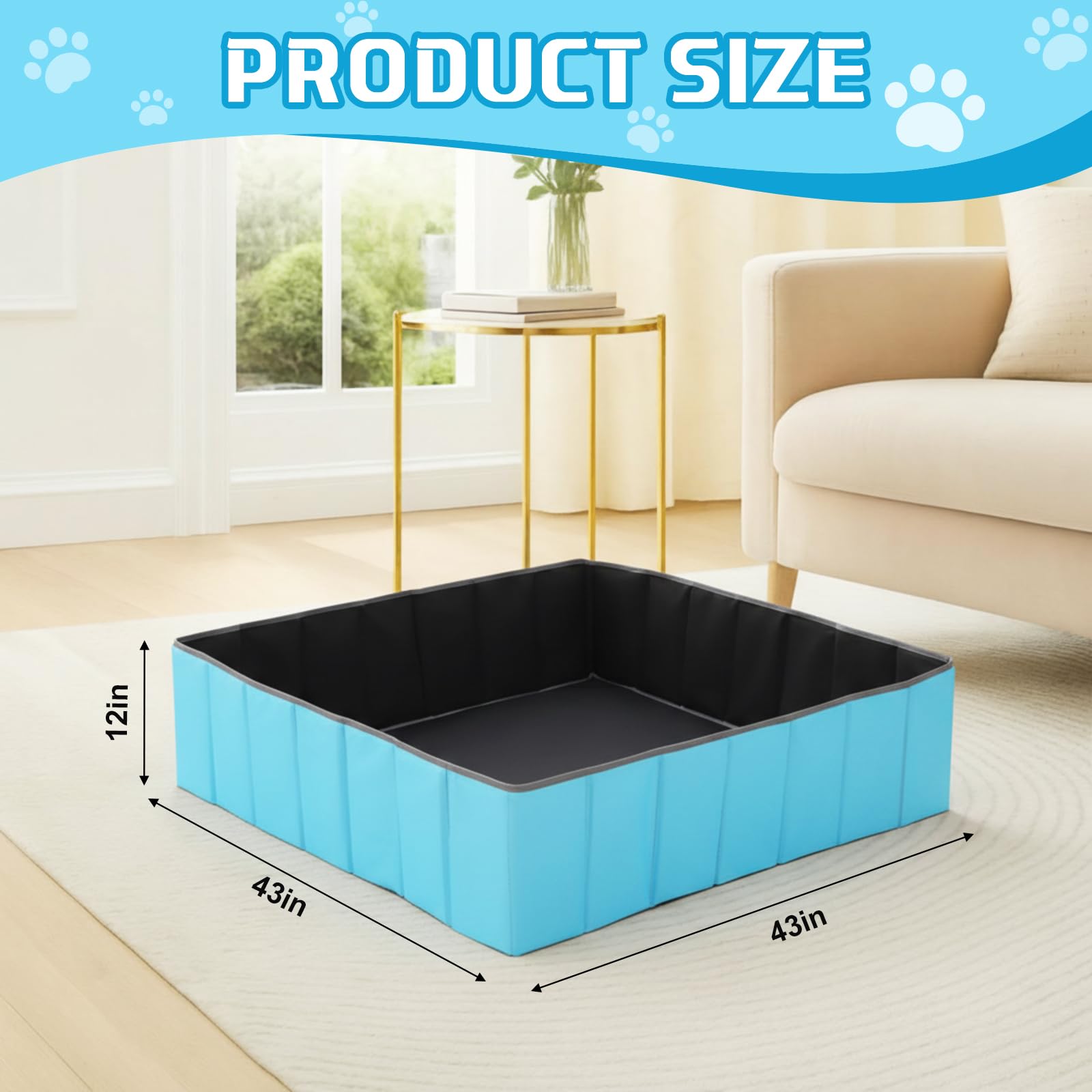 Caja Sunnymove para parto canino, plegada, facilita almacenamiento y transporte.