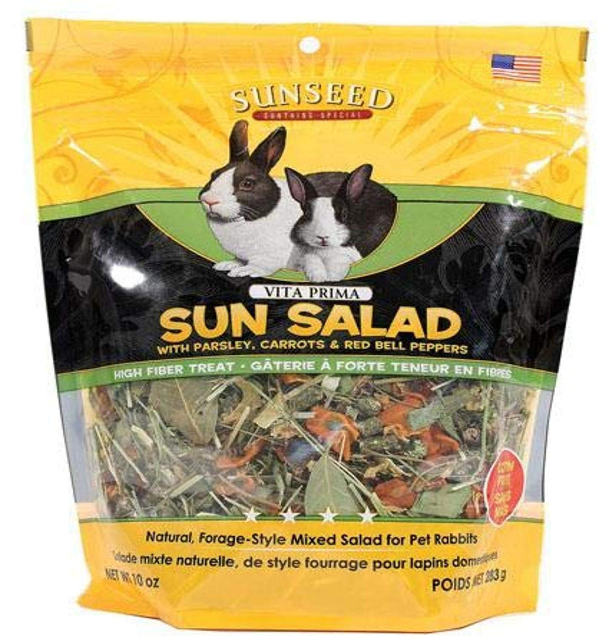 Sunseed Vita Prima Ensalada Solar para conejos, mezcla fresca de hortalizas para favorecer la masticación