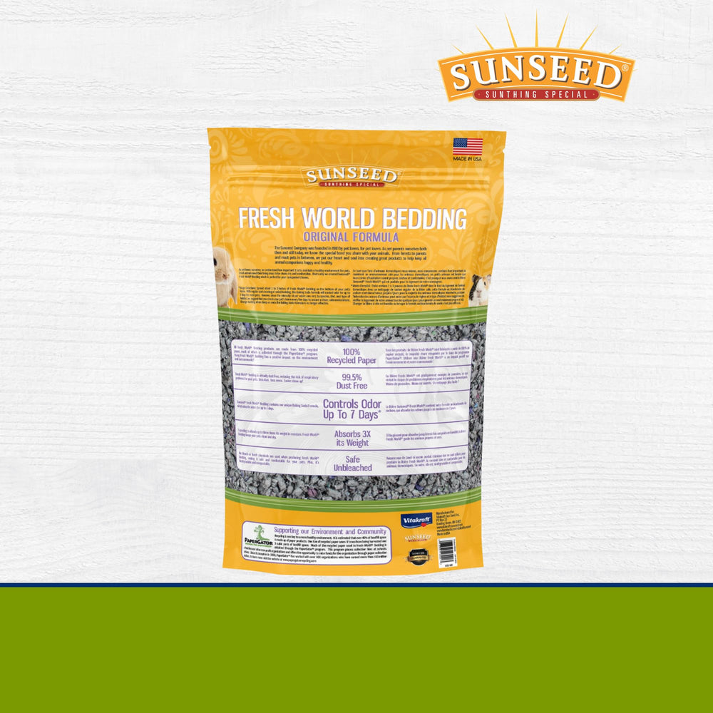 Sunseed Fresh World Bedding textura suave para anidar en jaula.
