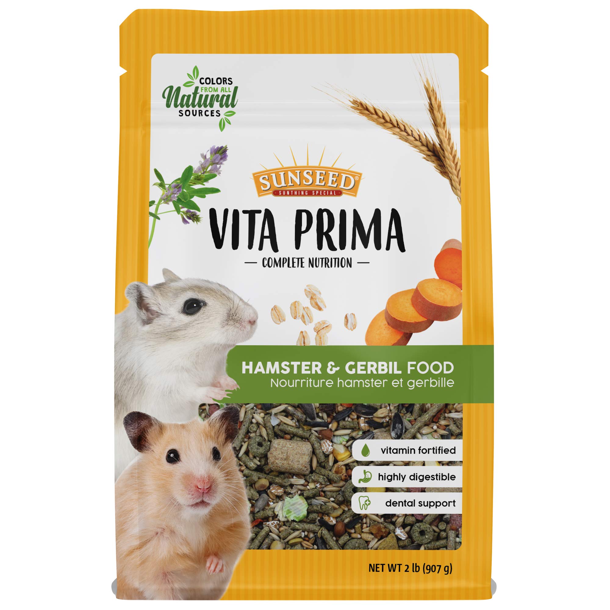 Sunseed Vita Prima: bolsa de alimento para hamster y jerbo, almacenamiento práctico.