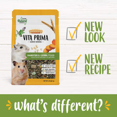 Sunseed Vita Prima: hamster y jerbo explorando texturas y formas de la mezcla.