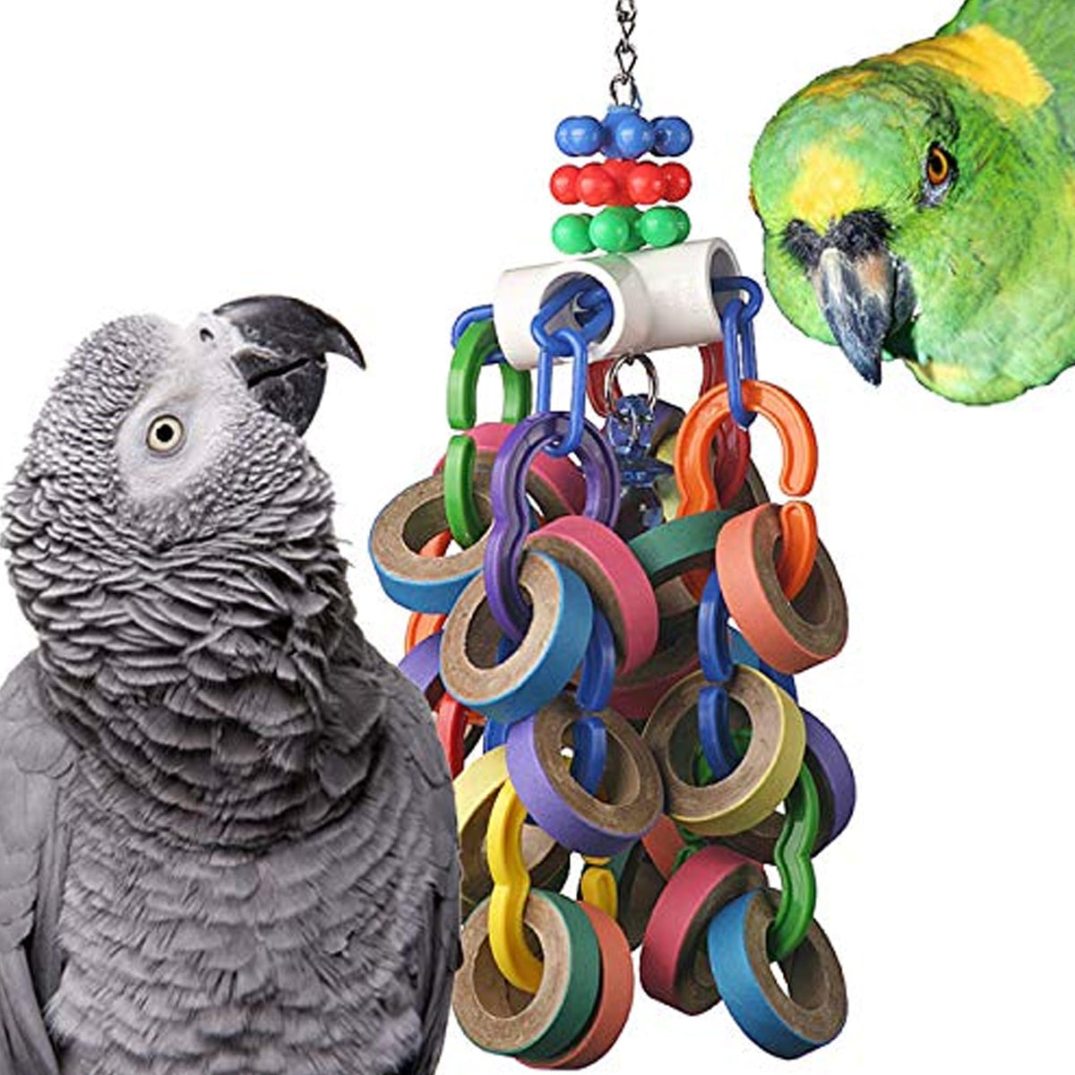 Super Bird Creations Bagel Cascade: juguete grande con anillos de bagel multicolor