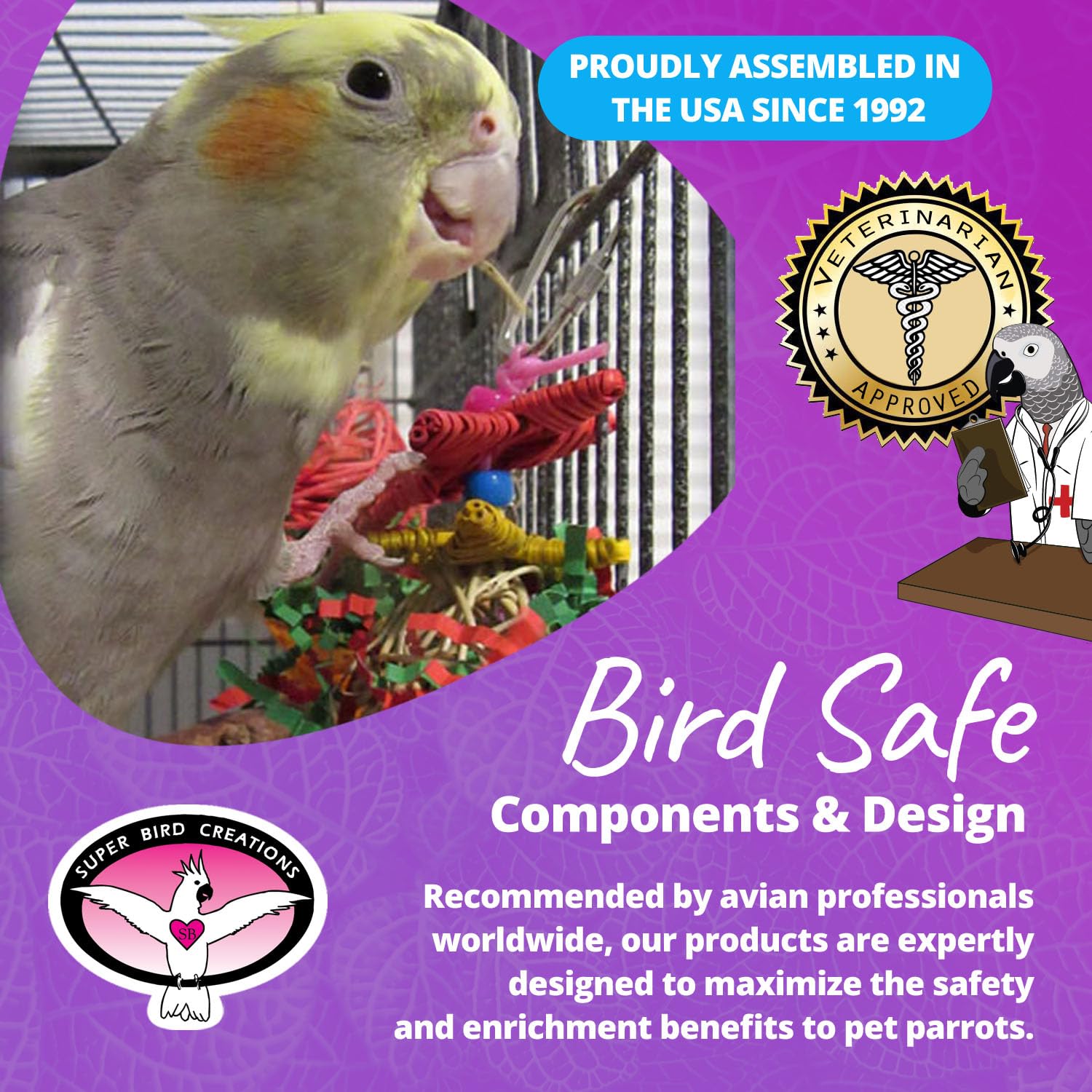 SB971 Construcción segura para aves; recomendado por profesionales de aves.