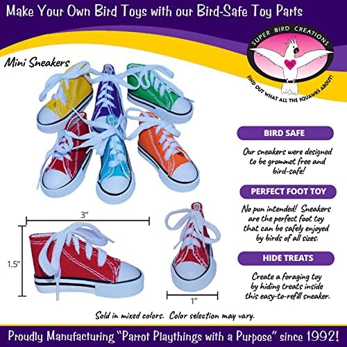 Juguete Sneakers de Super Bird Creations, favorece la dexteridad de las patas y la interacción.