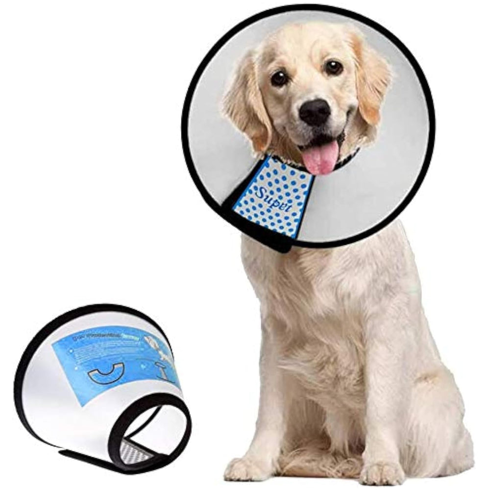 Collar cono Supet para perros ajustable, protege la herida y evita lamidos.