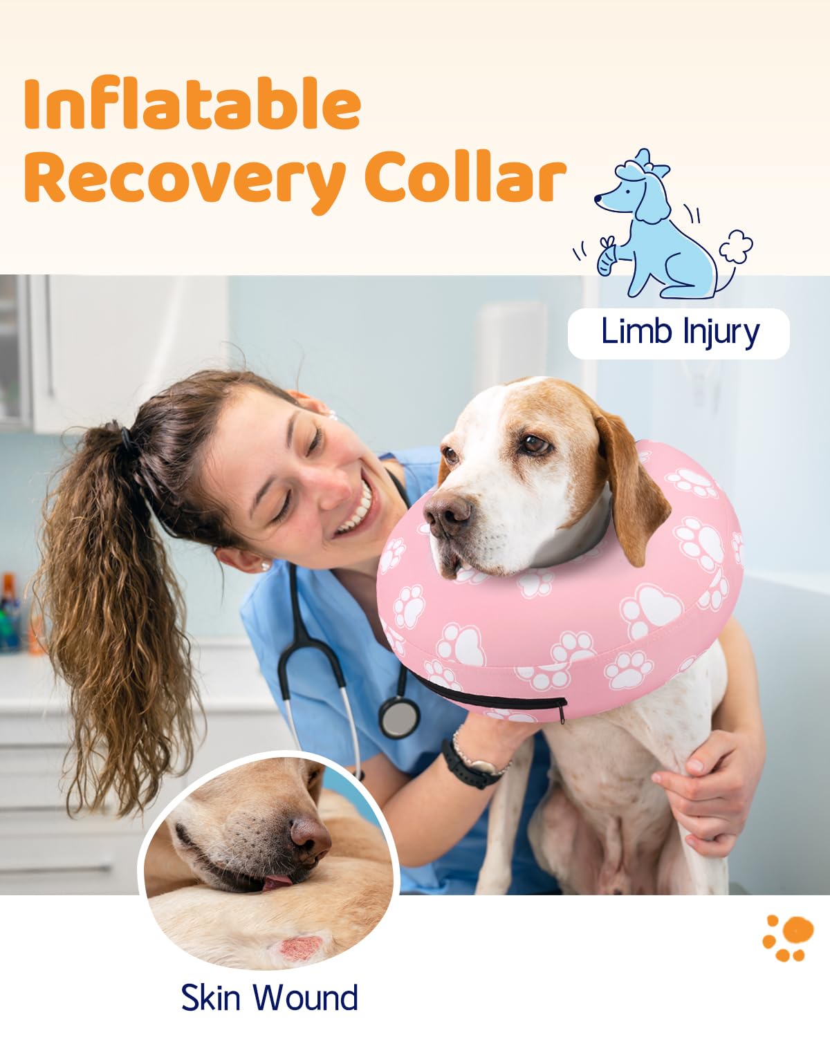 Supet collar dona inflable con exterior antiadherente facilita limpieza y mantenimiento.