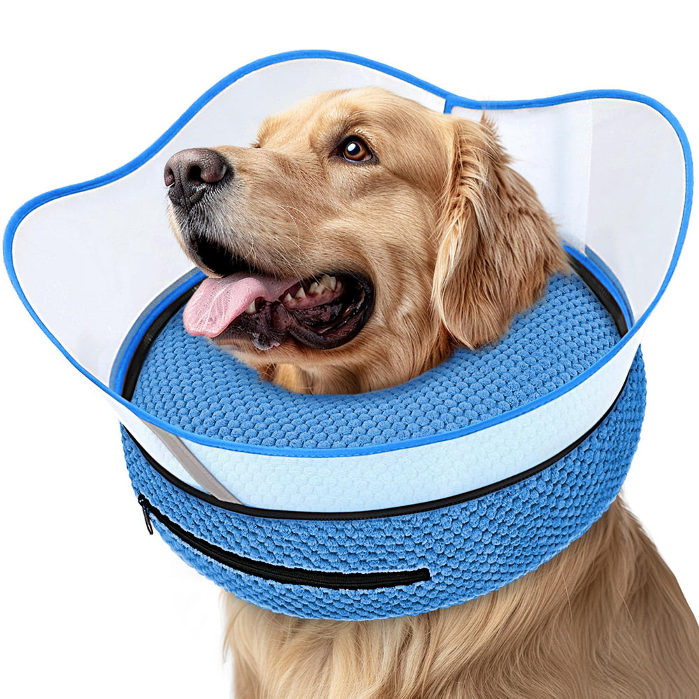 Supet collar inflable en forma de dona para perros, protege heridas durante la recuperación.