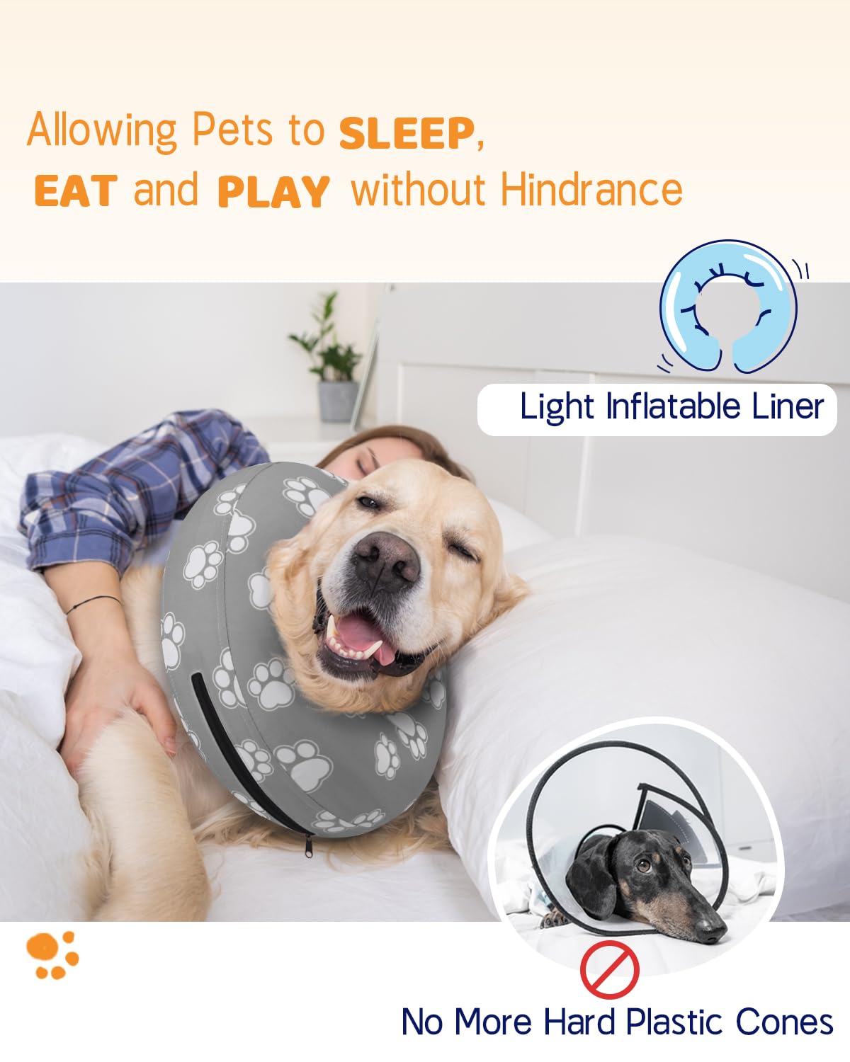 Supet collar dona suave para perros, favorece sueño cómodo sin bloquear la visión.