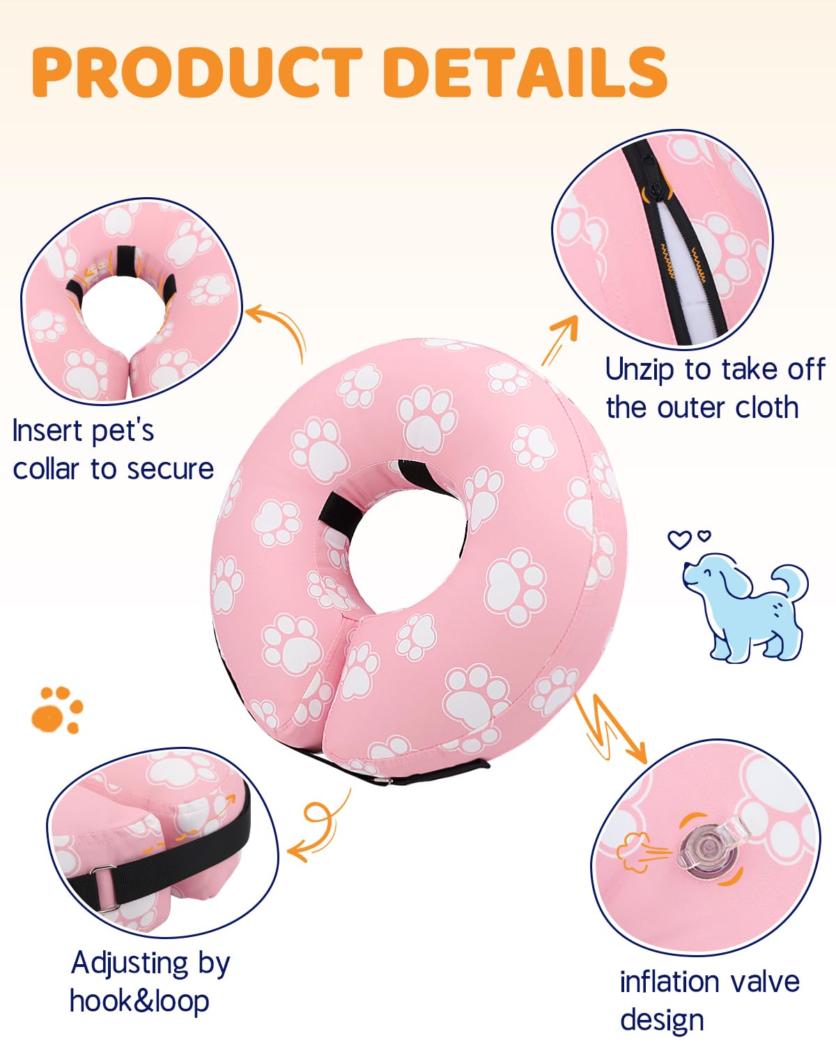 Collar donut de Supet, fácil de limpiar y mantener en casa.