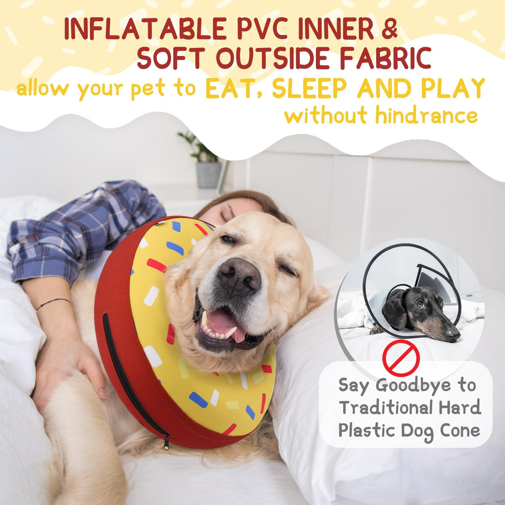 Collar donut inflable de Supet, ajuste seguro con velcro.