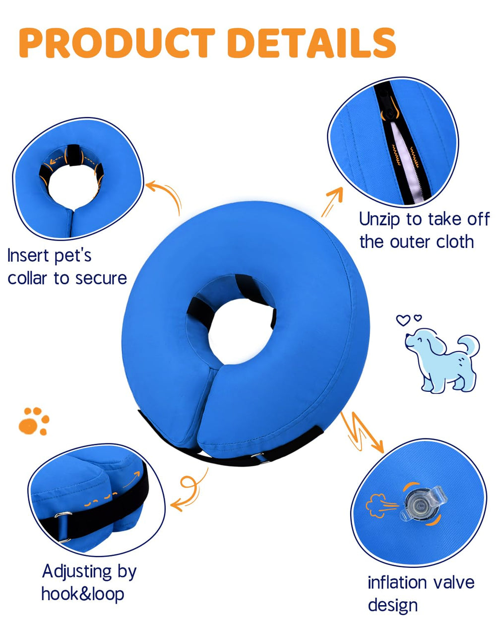 Supet collar donut inflable mantiene a la mascota cómoda durante la recuperación.