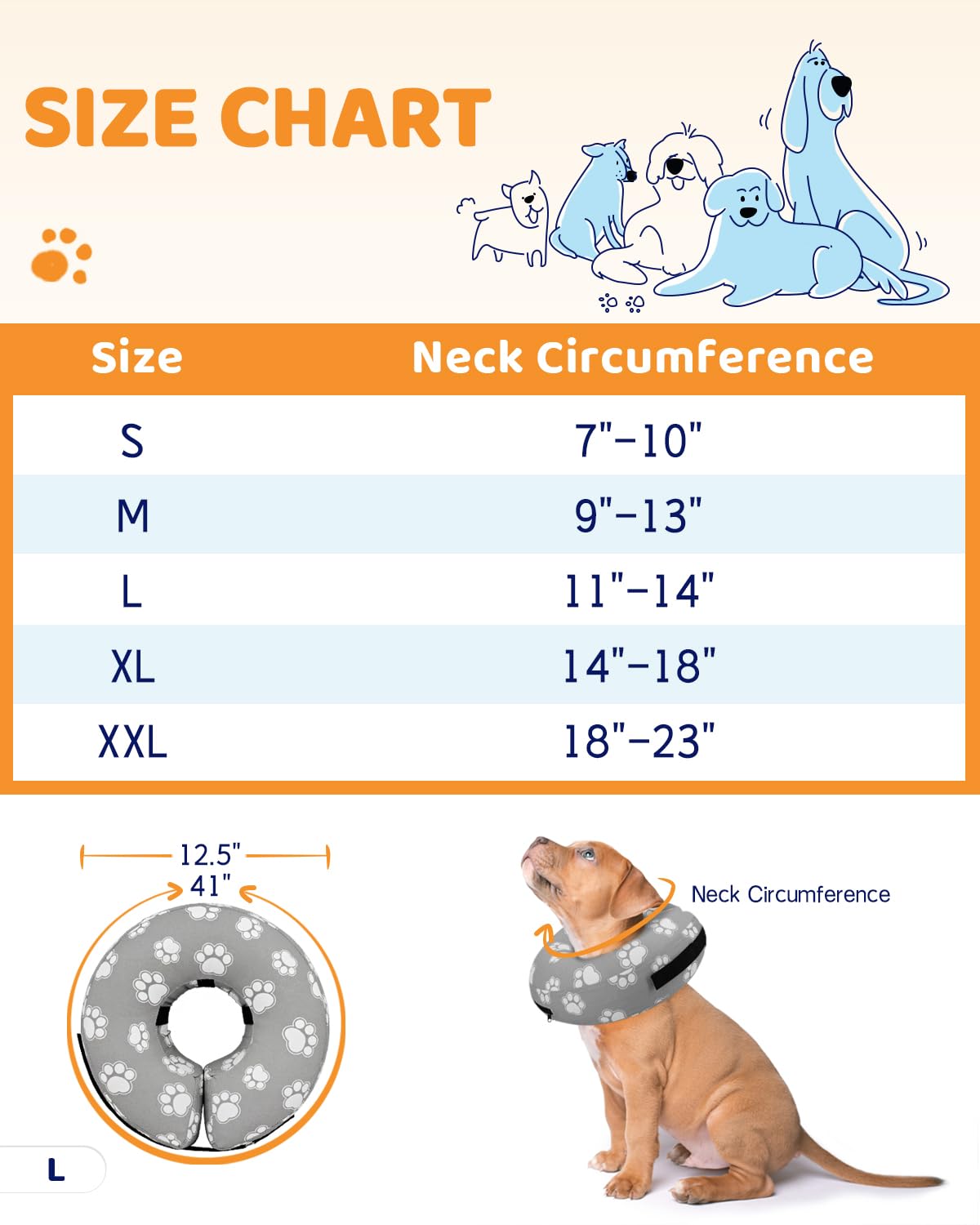 Supet collar donut ligero para perro, reduce molestias frente al cono tradicional.