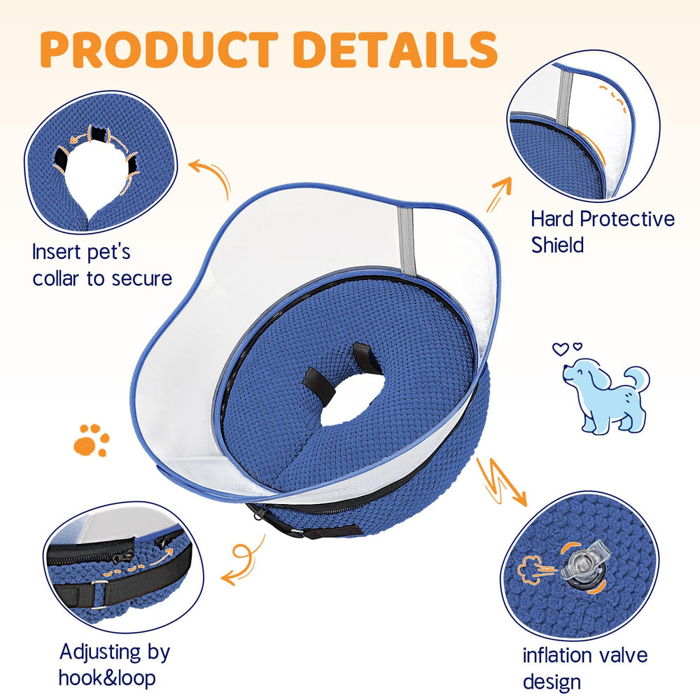 Supet collar inflable para diferentes medidas, fácil de probar.