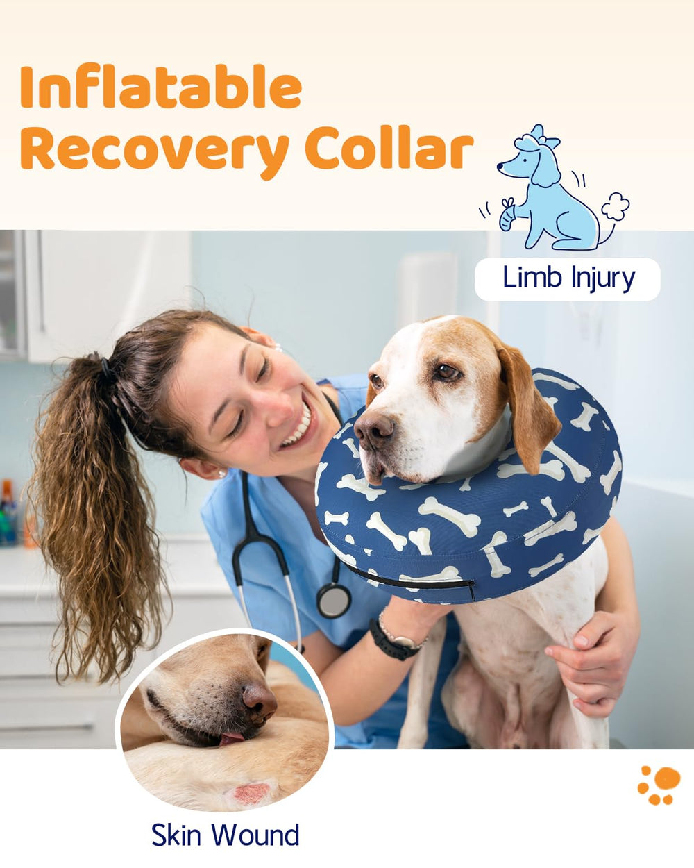 Supet collar inflable donut confort para recuperación suave del perro.