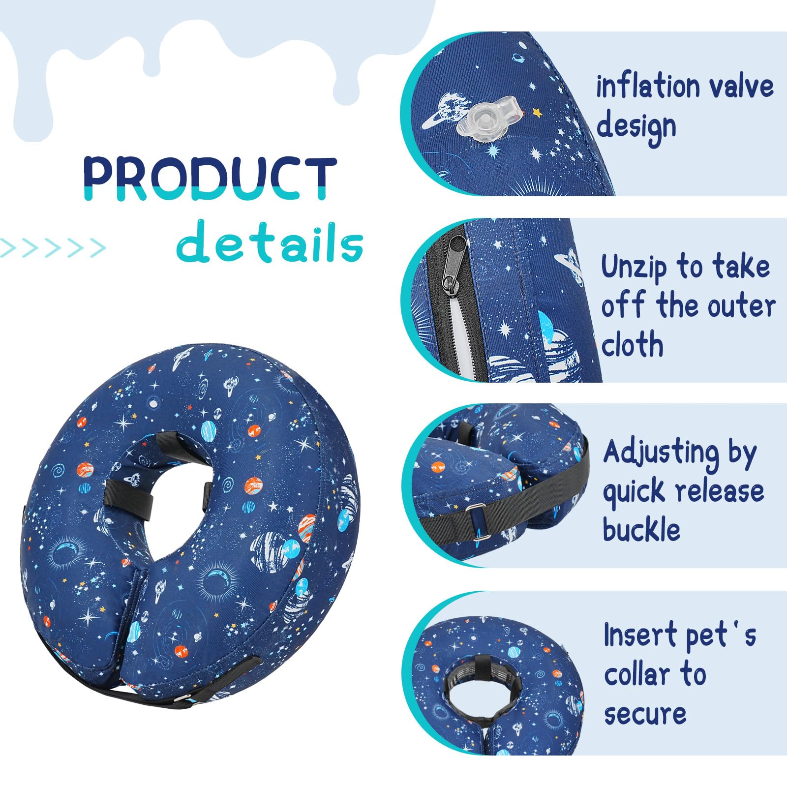 Supet collar inflable rosquilla favorece uso diario con supervisión.