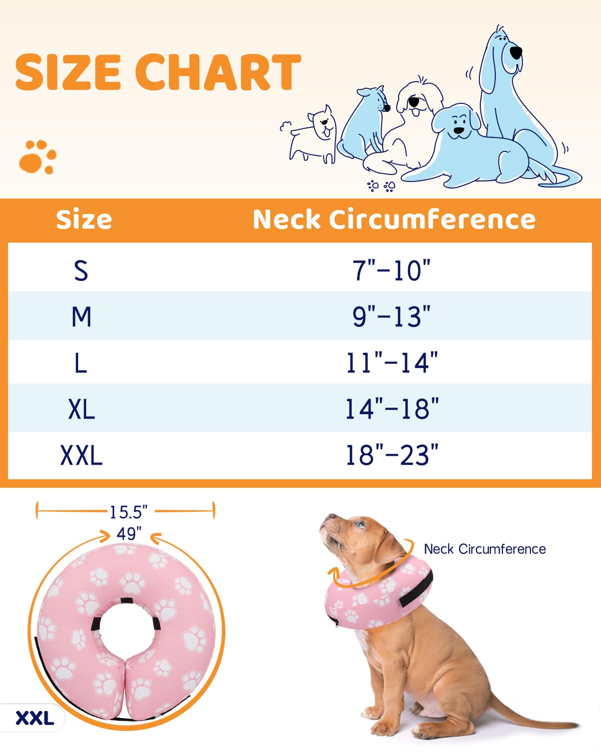 Supet collar inflable de tacto suave para mayor confort diario.