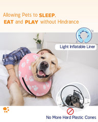 Supet collar inflable con visión libre permite comer y ver sin obstáculos.