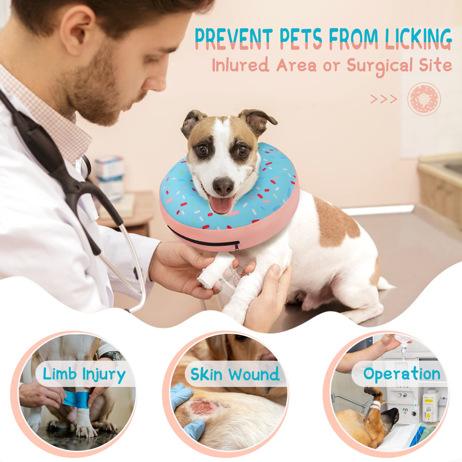 Supet collar para perro, exterior no pegajoso facilita limpieza y menos pelo.