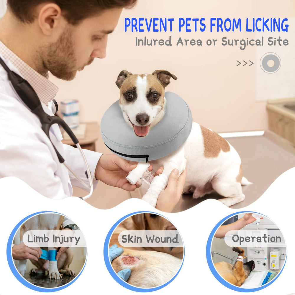 Supet collar rosquilla para perro evita lamido y protege la zona operada.