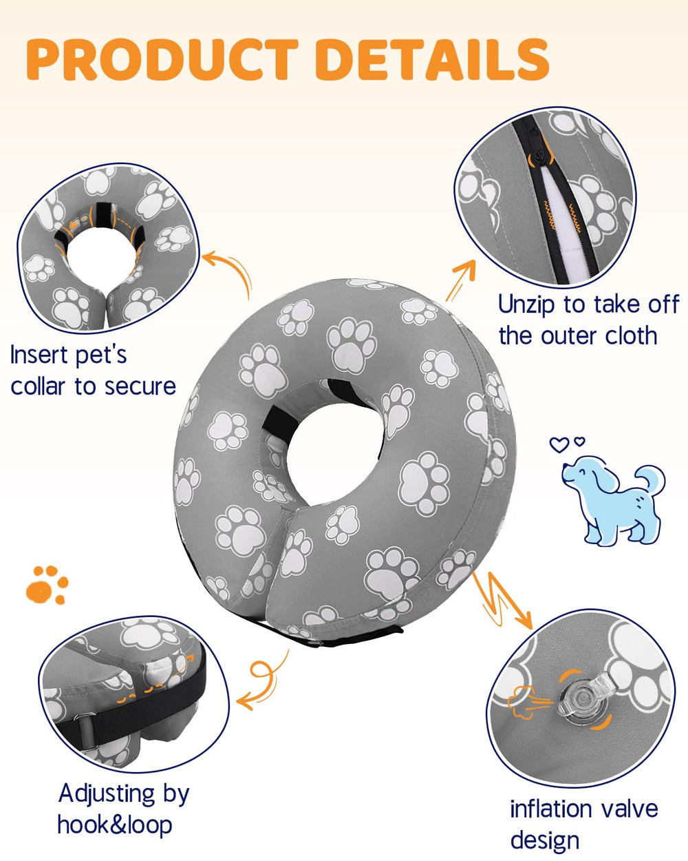 Supet collar de seguridad inflable, permite movilidad sin perder protección.