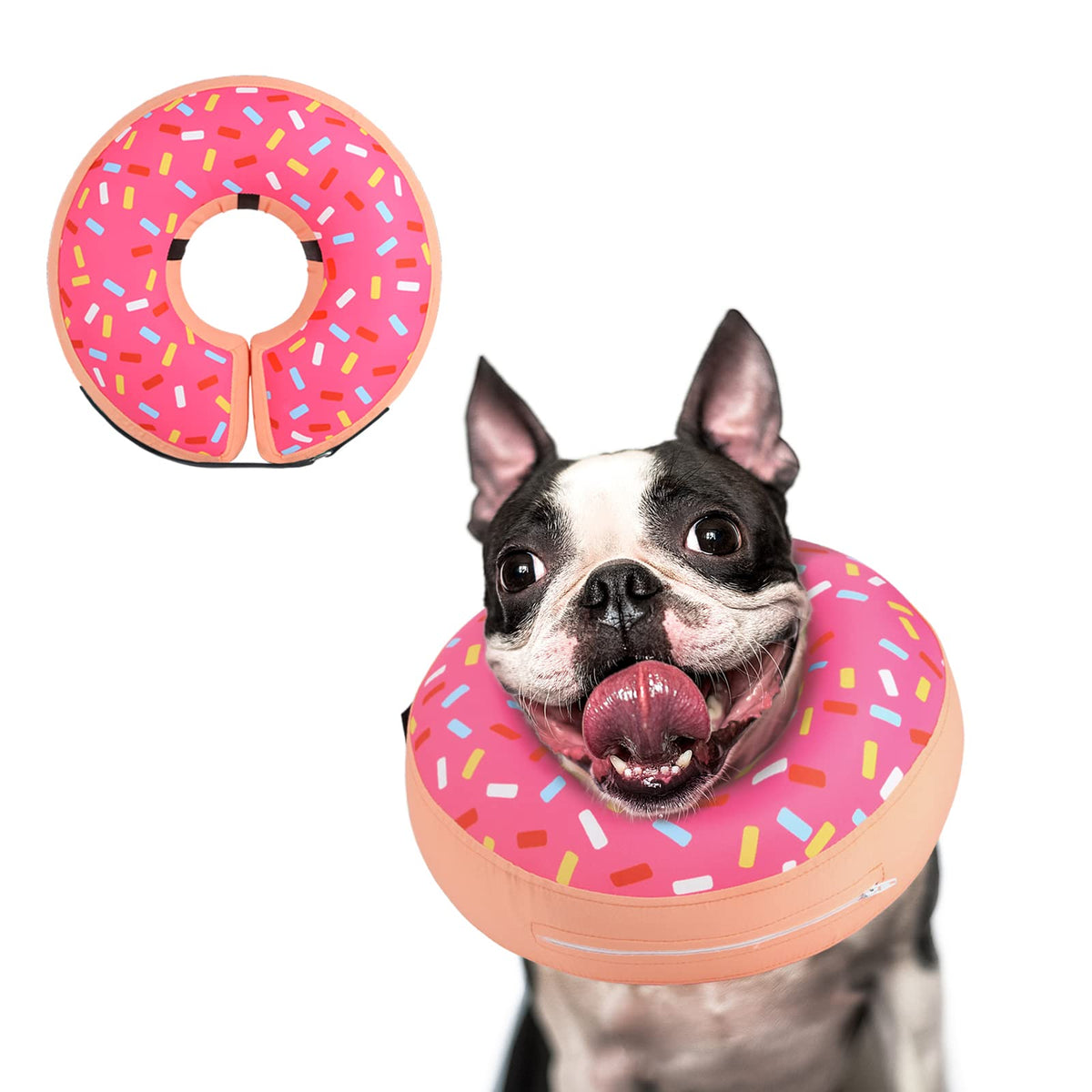 Supet cono inflable para perro, forma rosquilla brinda comodidad y protección.