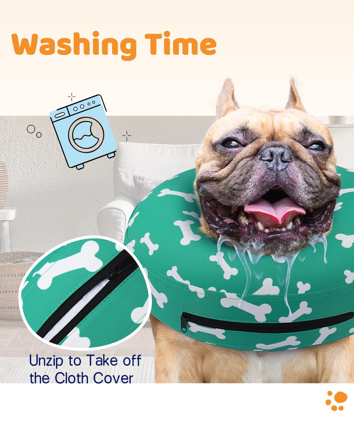 Supet cono inflable para perro, tira velcro: permite un ajuste perfecto alrededor del cuello.