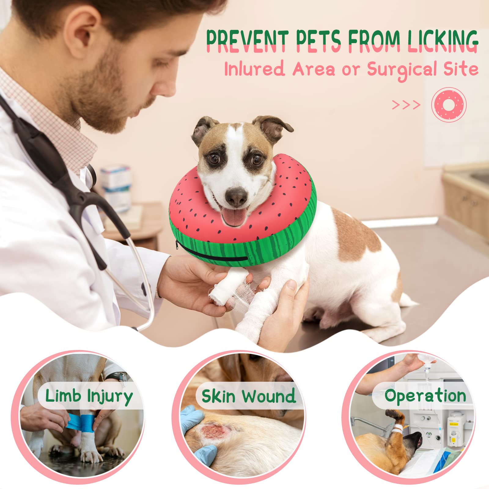 Supet collar rosquilla para perro postoperatorio evita lamidos gracias a su diseño cómodo