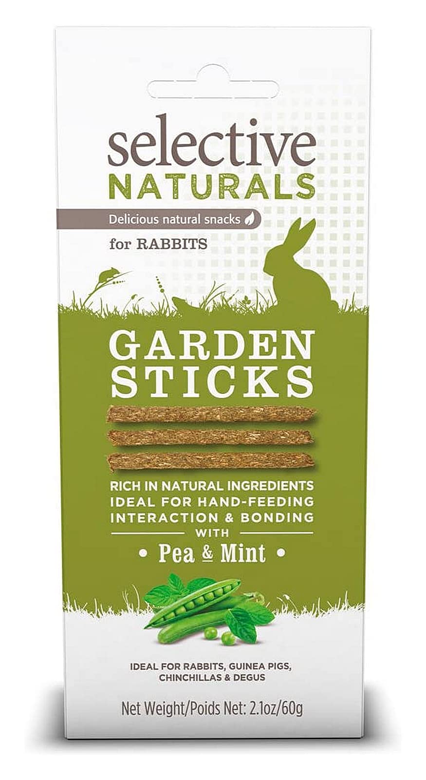 Bastones Jardín de Supreme Petfoods para conejo, sabor guisante y menta.