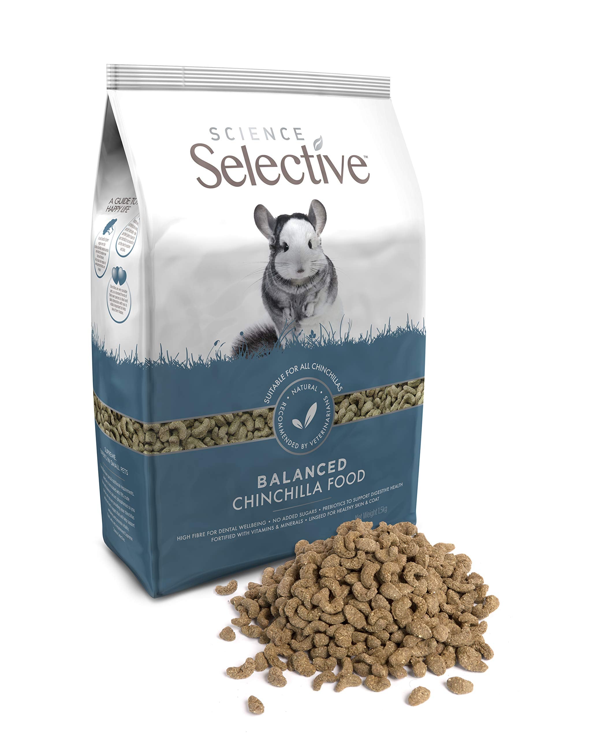 SupremePetfoods Science Selective Chinchilla, porción diaria fácil de servir.